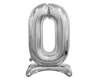 Zdjęcie produktu dla Balon foliowy cyfra 0, stojący - srebrny, 74cm