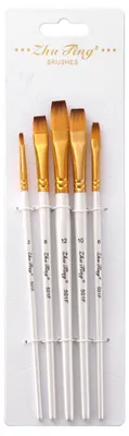 Produktbild von 5-teiliges Kunstpinsel-Set, professionelle Pinsel, Aquarell, Acryl, Ölgemälde, weiße flache Spitze