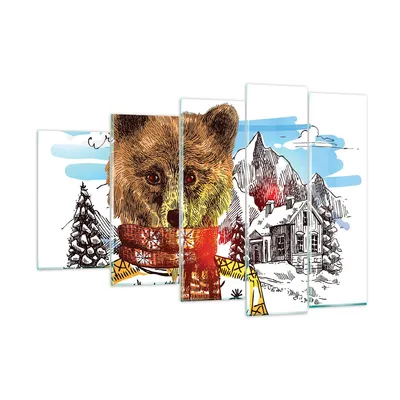 Produktbild von Bilder auf glas - Bär Berge Kinder Winter - 150x100cm - Glasbilder - Wandbilder - Kunstdruck - zum Aufhängen bereit - Wanddekoration aus Glas - Glas Bilder - Wandbild auf Glas - GEG150x100-3205