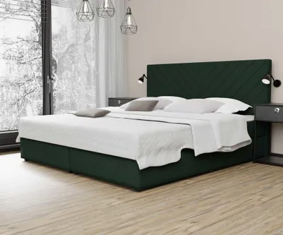 Produktbild von Boxspringbett Schlafzimmerbett BELCORA 120x220cm Stoff Dunkelgrün ink Bettkasten