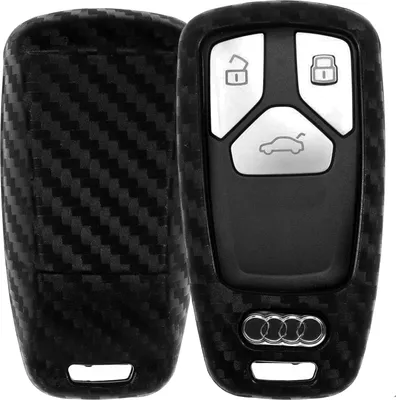 Produktbild von Auto Schlüssel Silikon Schutz Hülle im Carbon Look Kompatibel mit Audi A4 F5 A5 A6 A7 TT Q2 Q5 A8 D5 Q7 Q8 4M KEYLESS SMARTKEY