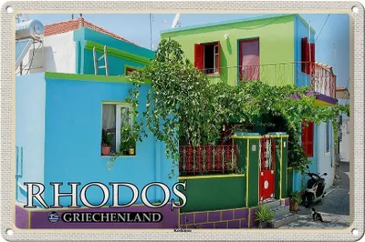 Produktbild von Blechschild Reise 30x20cm Rhodos Griechenland Koskinou Gasse