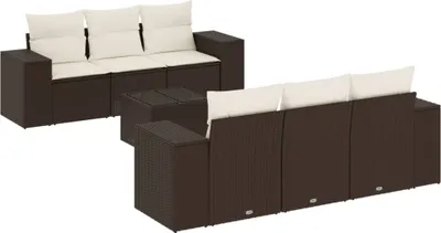 Zdjęcie produktu dla vidaXL 7-częściowa sofa ogrodowa z poduszkami z brązowego polirattanu