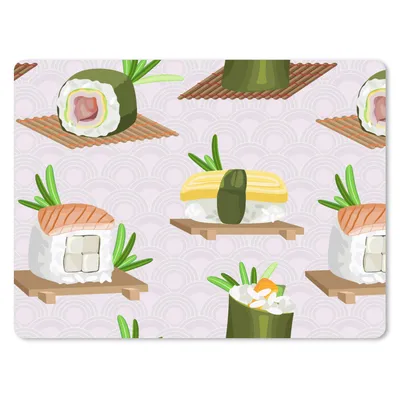 Produktbild von MuchoWow® Mauspad Mousepad Muster - Lebensmittel - Sushi - Japan 23x19 cm - Mousepads - Maus Mat - Pad - Mausunterlage - Schreibtischunterlage - Mauspad