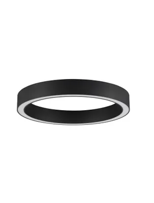 A black ring-shaped light fixture is shown against a white background.