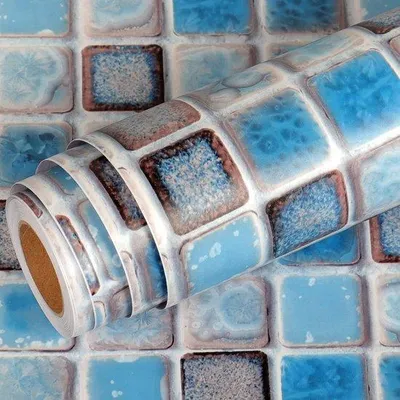 Immagine prodotto di Unyqoos® Pellicola adesiva impermeabile per mosaico, blu, 40 cm x 2 m, in PVC – ideale per bagno e cucina