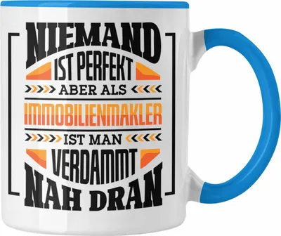Produktbild von Trendation - Immobilienmakler Tasse Geschenk Ausbildung Geschenkidee Spruch (Blau)