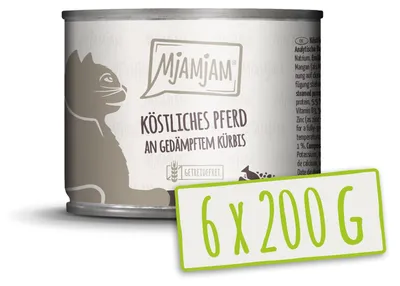 Produktbild von MjAMjAM köstliches Pferd an gedämpftem Kürbis, Adult, Pferd, Kürbis, 200 g, Getreidefrei