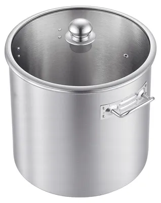 Produktbild von SucceBuy Edelstahl Kochtopf 19,9 L mit Glasdeckel, geeignet für Induktion, Gas- und Elektroherde. Perfekt für Eintöpfe, Pasta und große Familienportionen. PFOA- und PFAS-frei für gesundes Kochen.
