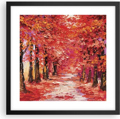 Produktbild von Gerahmtes Poster - Schwarzer Rahmen - Herbst Park Allee - 40x40 cm - Wand Bild - Wanddeko - Wandbilder - Kunstposter - Wandposter - Bilderrahmen - Bilder - Kunstdruck - Wandbild - P2BAC40x40-4292