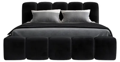 Produktbild von Polsterbett SONIC mit Bettkasten und Metallgestell 180 x 200 cm. Modernes Doppelbett mit Stauraum, mit Matratze. Farbe: Schwarz