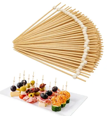 Cocktailspieße mit Holzkugeln, 100 Stk., 12 cm, Bambus