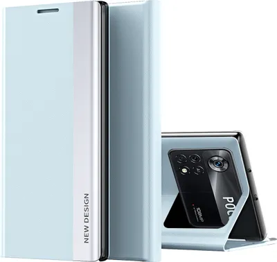 Produktbild von Xiaomi Poco X4 Pro 5G Hülle, Leder PolyurethanMagnetisch Klapp Stand Schutzhülle für Xiaomi Poco X4 Pro 5G Blau