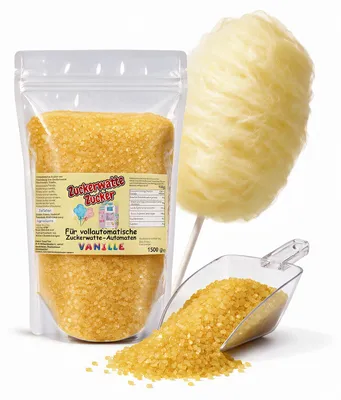 Produktbild von Grober Zuckerwattezucker Vanille Gelb 1,5 kg für Zuckerwattevollautomaten