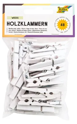 Productafbeelding van folia 2293 folia Holzklammern, weiß, 3 Größen sortiert