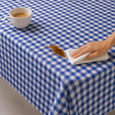 Produktbild von Wachstuchtischdecke Landhaus Bauernkaro abwischbar blau - 80  x  80
