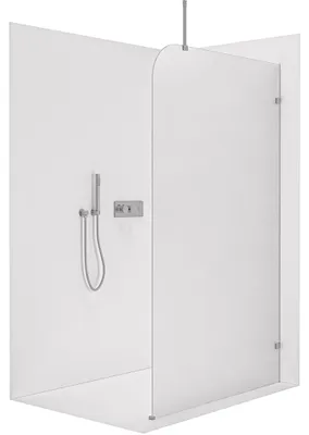 Imagen del producto de CERANO - Mampara de ducha Walk-in Orbis Top Round - Derecha - 8 mm - soporte redondo - cromo, vidrio esmerilado - 110x200 cm