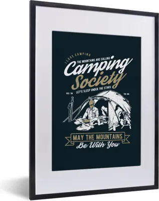 Produktbild von MuchoWow® MuchoWow® Gerahmtes Poster Camping - Zelt - Sprichwörter - Vintage 30x40 cm - Poster mit zchwarzem Bilderrahmen - Wandposter Schlafzimmer