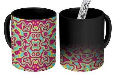 Obrázok produktu pre KitchenYeah® Magický hrnček Magický hrnček Magická abstrakcia - vzor - lávová lampa - hippie 350 ml Hrnček na zmenu farby Nápad na darček - magický hrnček - fotohrnček - keramické hrnčeky - obrázky - šálka kávy - G