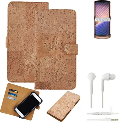 Produktbild von K-S-Trade Hülle kompatibel mit Motorola Moto G9 Plus + in ear Kopfhörer Kork Handyhülle Cover  Schutzhülle TPU Case Bumper in Hellbraun, (1x)