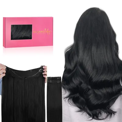 Immagine prodotto di Clip-in per extension in capelli veri, lunghezza 35 cm, peso 105 g, colore nero intenso, extension Remy, invisibili