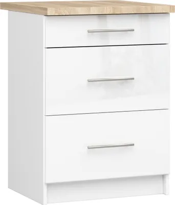 Obrázek produktu pro MOB, Dolní kuchyňská skříňka - Ozara S60 3SZ (bílá + bílý lesk)