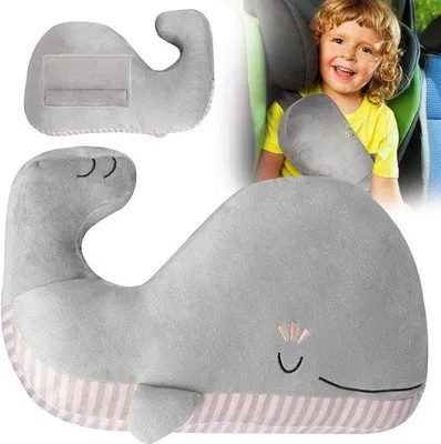 Productafbeelding van Zacht pluche veiligheidsgordelkussen met neksteun - Autoveiligheidsgordelpads voor kinderen - Jongens en meisjes - Reisaccessoire gordelbeschermer kind