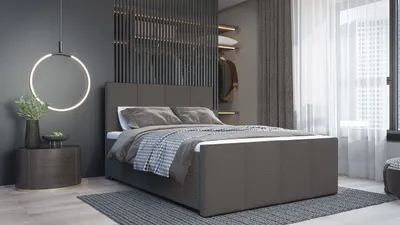 Produktbild von SALES LEADER Boxspringbett DUBLIN 180x200 cm Polsterbett mit zwei Bettkästen, Komplett-Set mit Matratze und Topper (4cm), Graphit, Bett Stoff SZTRUKS L02
