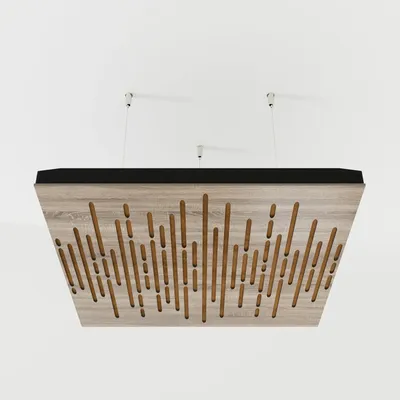 Productafbeelding van Set van 4 akoestische plafondpanelen WAVE, 50x50x5 cm, Sonoma eiken/goud