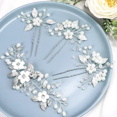 Produktbild von Braut Haaraccessoires - Hochzeitskranz - Hochzeit Dekoration - Metallisch Glitzer - 55 Zoll Lang - Weiss