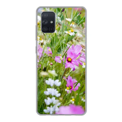 Produktbild von MuchoWow® Handyhülle Schutzhülle Hülle für Samsung Galaxy A71 Blumen - Natur - Grün - Gras - Lila - Weiß Silikon Softcase Handy Hülle - Kartenbesitzer