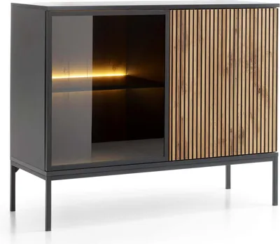 Produktbild von FURNLUX Anrichte Sento Schwarz 104cm / Hauptfarbe: Braun / Abmessungen: 104 x 83 x 39 cm