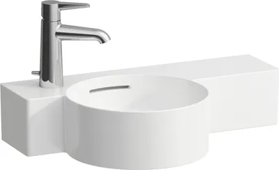 Image de LAUFEN VAL Lave-mains, 1 trou pour robinetterie à gauche, tablette à droite, avec trop-plein, coupant, 550x315mm, H8152830008111