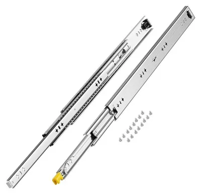 Productafbeelding van Ladeschienen, 600 mm lang, draagvermogen 113,4 kg, volledig uittrekbaar ontwerp, zijmontage, telescopisch, kogellagervergrendelingsmechanisme