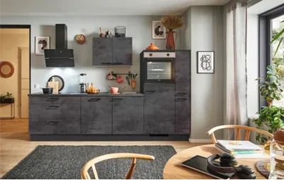 Produktbild von PICCANTE Plus Küchenzeile ohne Geräte Casual 310 cm beton grafitgrau matt vormontiert Variante rechts 4067368008587