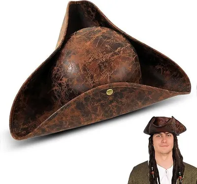 Dreispitz-Piratenhut für Erwachsene, braun, Kostümzubehör