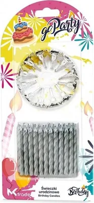 Produktbild von Geburtstagskerzen, 12 Stück, silberne Spiralkerzen – GoParty
