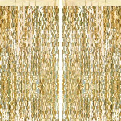 Immagine prodotto di Tenda di paillettes - Champagne - 2 x 1 x 2 m - Effetto ondulato lametta - Per feste e sfondo fotografico