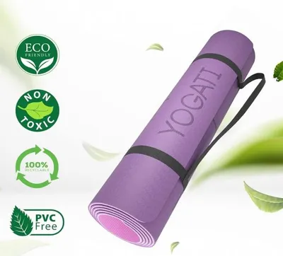 Image de YOGATI Tapis de yoga, antidérapant, non toxique avec sangle Tapis de yoga avec lignes d'alignement Tapis de yoga idéal pour une utilisation comme tapis de gymnastique, tapis de sport,