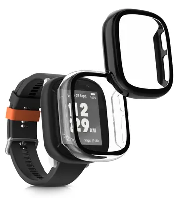 Produktbild von kwmobile 2x Glas Hülle für Xplora X6 Play Schutzhülle - Fullbody Fitnesstracker Case Set aus Glas - Transparent Schwarz