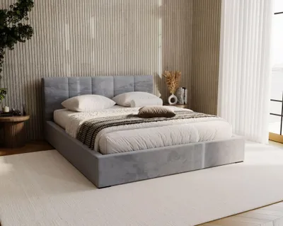 Obrázek produktu pro Čalouněná postel 160x200 NEUSA 2 s úložným prostorem - tmavě šedá