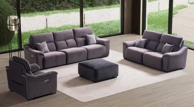 Produktbild von Wohnzimmer Sofagarnitur 3+2+1 Sitzer Sofa Sessel Gruppe Set 3tlg Grau Möbel Neu