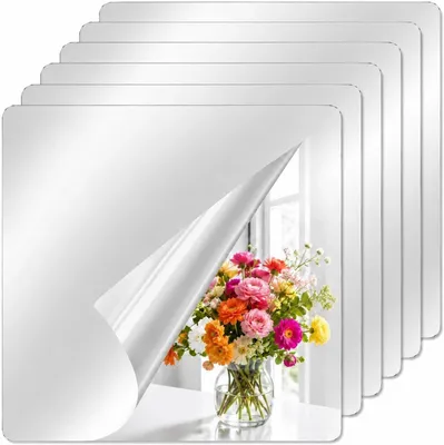 Immagine prodotto di 6 piastrelle specchio, specchi acrilici autoadesivi e specchi adesivi, 20 x 20 cm
