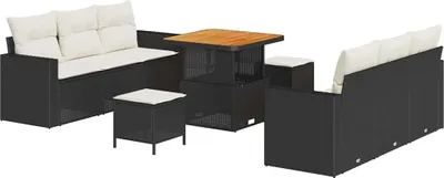 Image de Ensemble de canapé de jardin 9 pcs Noir polyrotin