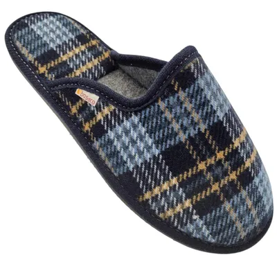 Immagine prodotto di Pantofole Bosaco da uomo in feltro, blu, a scacchi, suola in schiuma EVA, calde, confortevoli 43