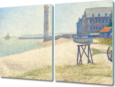 Produktbild von Coloray Herdabdeckplatte 2x40x52 cm Schneidebrett Kochplattenabdeckung Küchenbrett Hackbrett - Leuchtturm Wasser