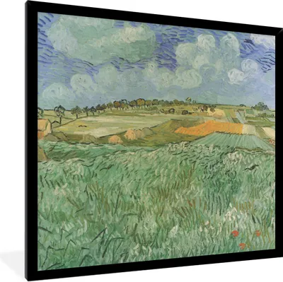 Produktbild von MuchoWow® Gerahmtes Poster Bei Auvers - Gemälde von Vincent van Gogh 40x40 cm - Poster mit Schwarzem Bilderrahmen Wandposter Rahmen Foto Bilder - Mit Rahmen - Wanddekoration Schlafzimmer