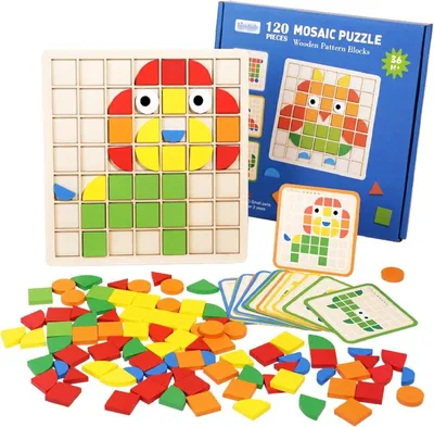 Produktbild von Montessori Holzpuzzle Mosaik, 120 Teile Lernspielzeug für Kinder