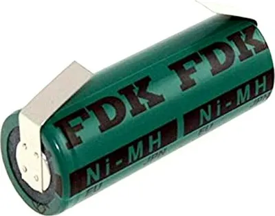 A single green battery with black text and silver connectors.
