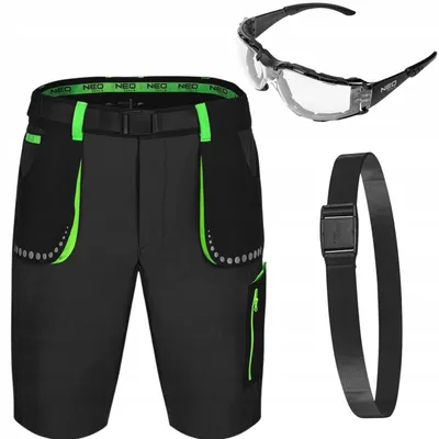 Produktbild von NEO TOOLS Kurze Arbeitshose Herren mit Arbeitsgürtel & Schutzbrille - Cordura Verstärkte Stretch Arbeitsshorts - Gr. XXL